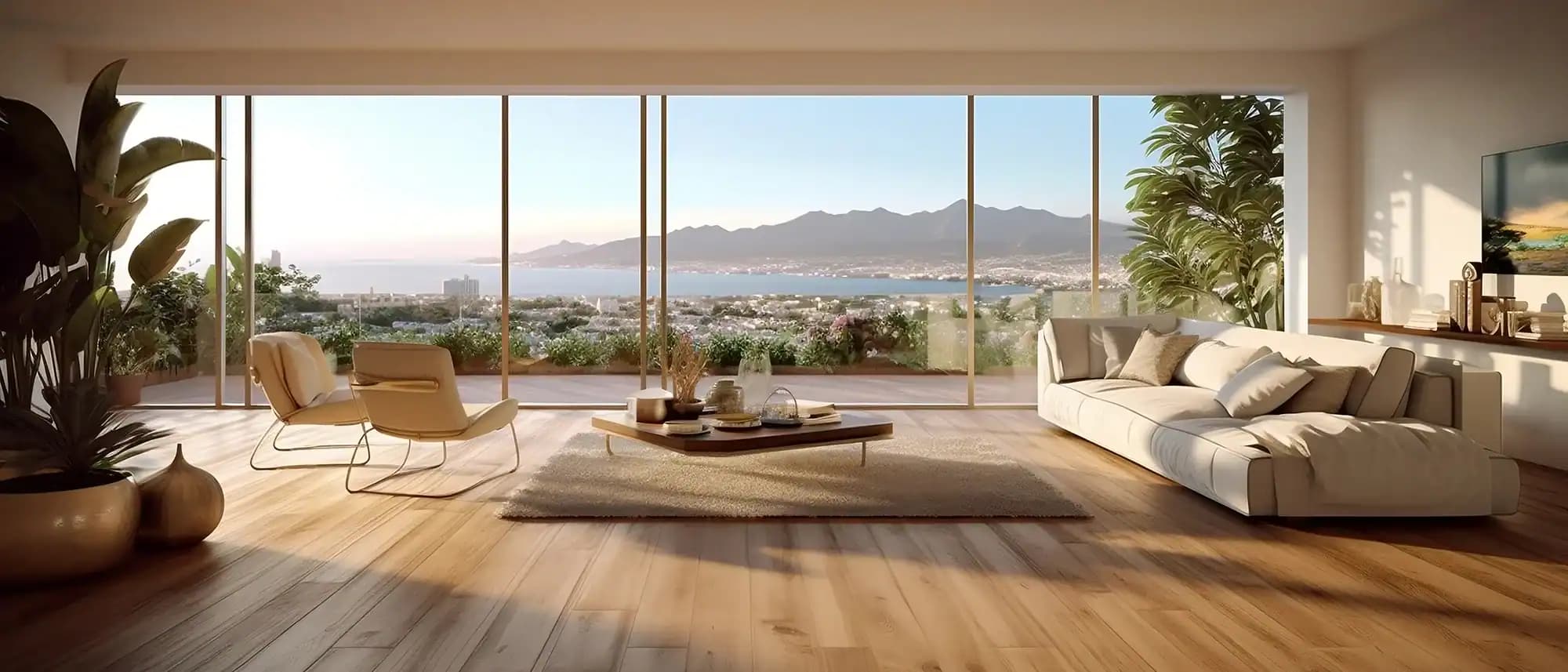 Salón moderno con vistas al mar en Tenerife